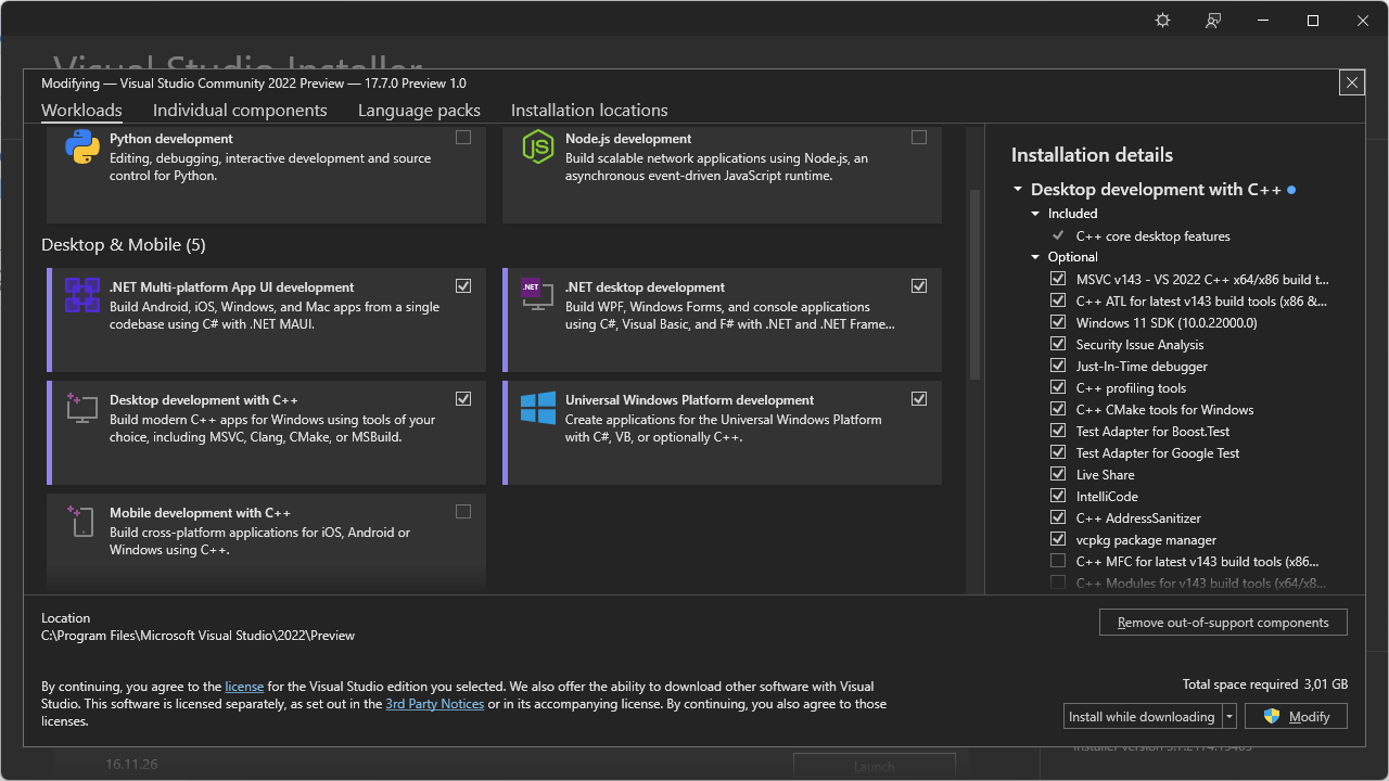 Visual Studio Workloads